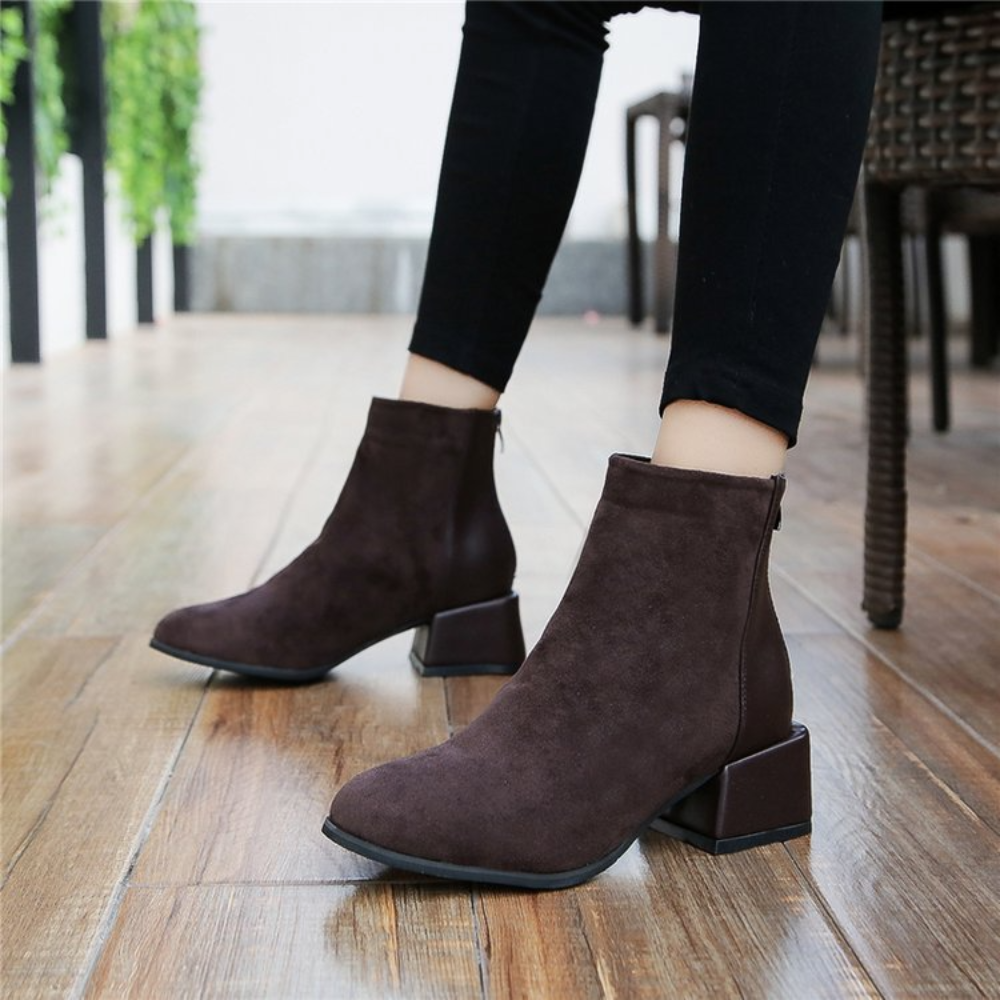 Damen Stiefeletten mit Blockabsatz für Herbst/Winter-Kaffee-35-Luzern Mode