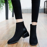 Damen Stiefeletten mit Blockabsatz für Herbst/Winter-Schwarz-35-Luzern Mode