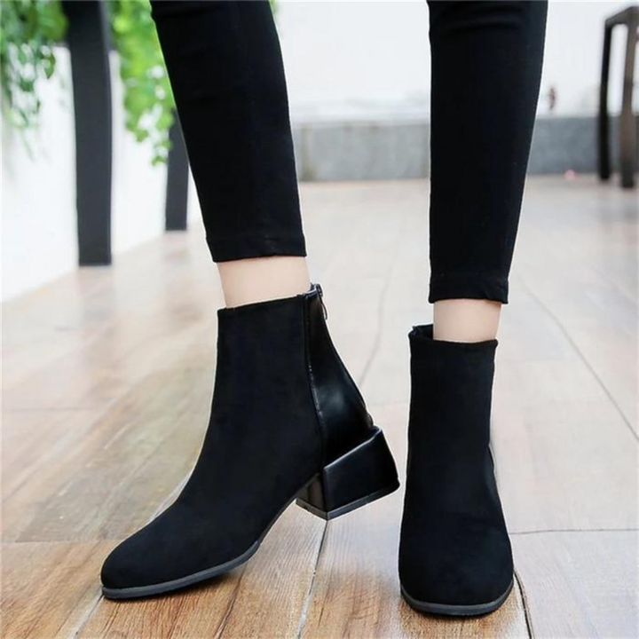 Damen Stiefeletten mit Blockabsatz für Herbst/Winter-Schwarz-35-Luzern Mode