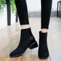 Damen Stiefeletten mit Blockabsatz für Herbst/Winter-Schwarz-35-Luzern Mode