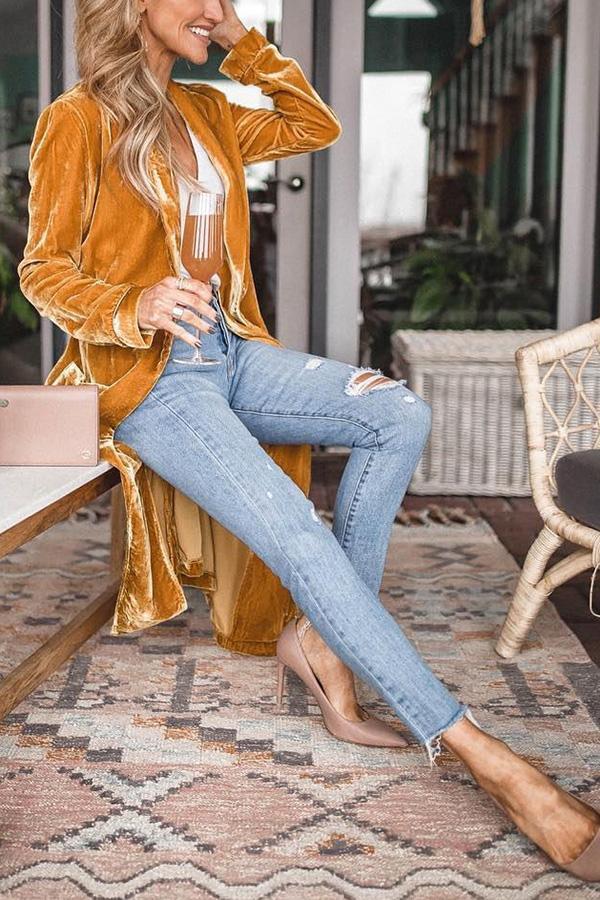 Damen Strickjacke Langarm Offene Front für Herbst Winter-Luzern Mode