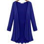 Damen Strick-Cardigan | Rüschen | Unifarbe | Offen Design | Langarm-Blau-S-Luzern Mode