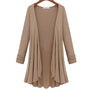 Damen Strick-Cardigan | Rüschen | Unifarbe | Offen Design | Langarm-Khaki-S-Luzern Mode