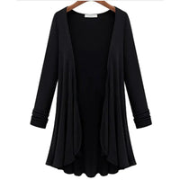 Damen Strick-Cardigan | Rüschen | Unifarbe | Offen Design | Langarm-Schwarz-S-Luzern Mode