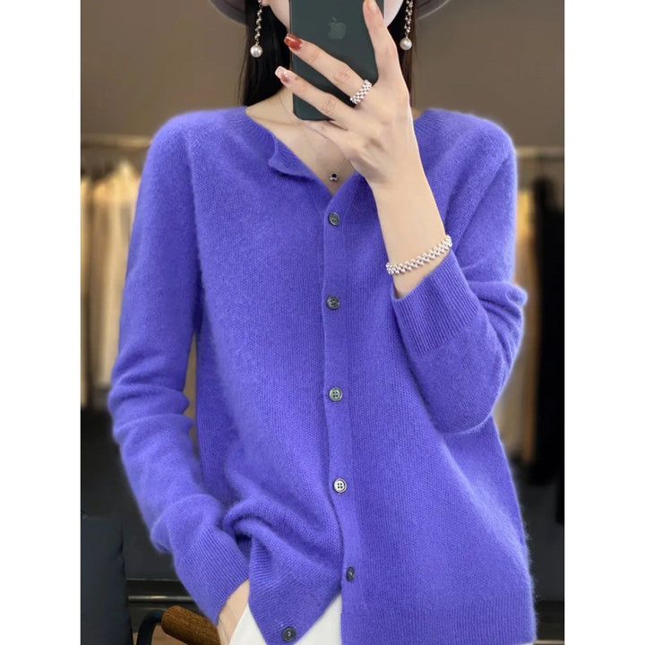 Damen Strickjacke mit Knöpfen - Eleganter Cardigan Look-Luzern Mode