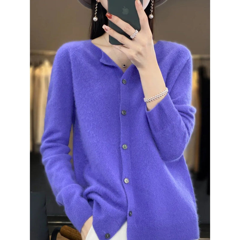 Damen Strickjacke mit Knöpfen - Eleganter Cardigan Look-Luzern Mode