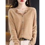 Damen Strickjacke mit Knöpfen - Eleganter Cardigan Look-Braun B-S-Luzern Mode