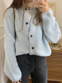 Damen Oversize Strickjacke mit Knöpfen für Herbst/Winter-Hellblau-One-Size-Luzern Mode