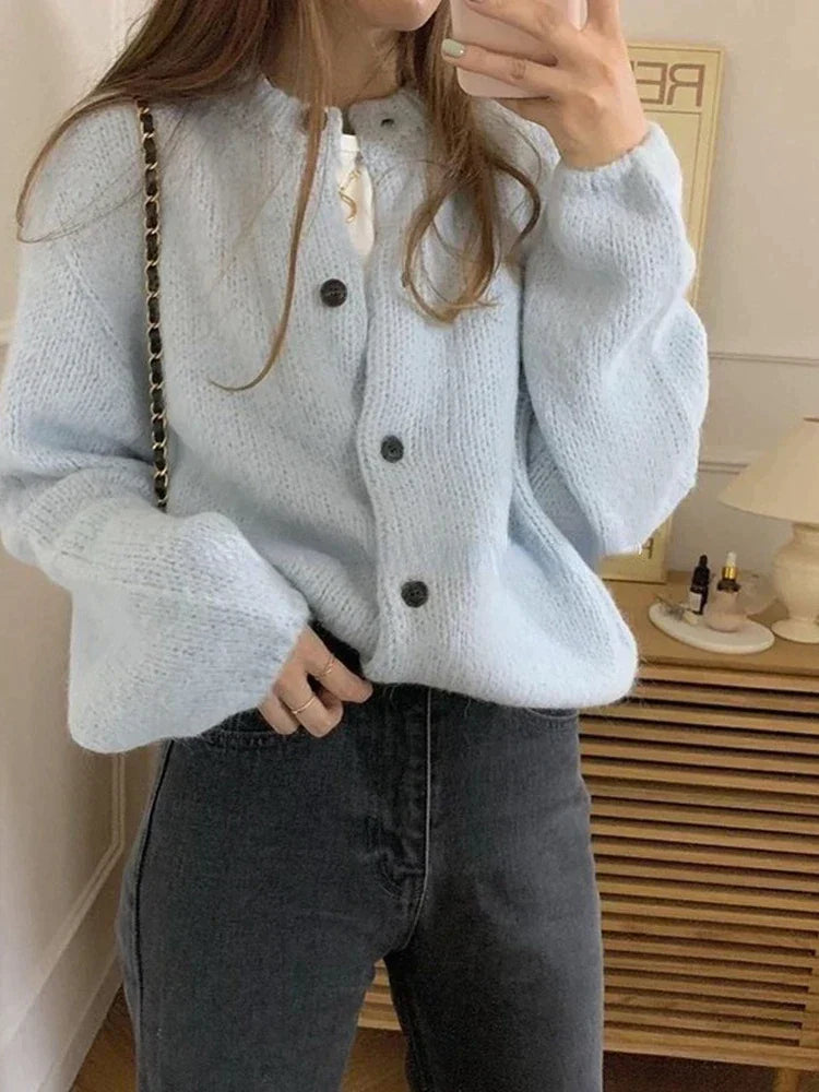 Damen Oversize Strickjacke mit Knöpfen für Herbst/Winter-Luzern Mode
