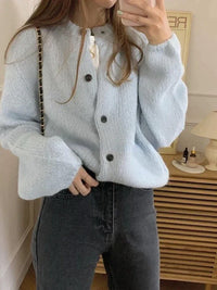 Damen Oversize Strickjacke mit Knöpfen für Herbst/Winter-Luzern Mode
