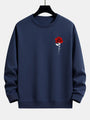 Herren Sweatshirt mit Rosenstickerei - Lässiger Stil-Dunkelblau-S-Luzern Mode