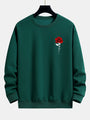 Herren Sweatshirt mit Rosenstickerei - Lässiger Stil-Dunkelgrün-S-Luzern Mode