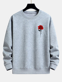 Herren Sweatshirt mit Rosenstickerei - Lässiger Stil-Grau-S-Luzern Mode