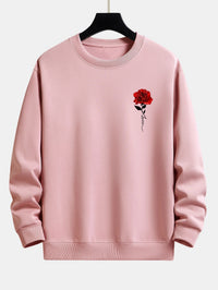 Herren Sweatshirt mit Rosenstickerei - Lässiger Stil-Hellrosa-S-Luzern Mode