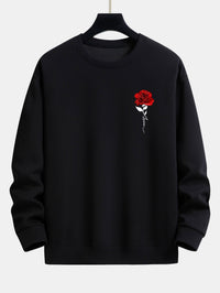 Herren Sweatshirt mit Rosenstickerei - Lässiger Stil-Schwarz-S-Luzern Mode