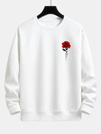 Herren Sweatshirt mit Rosenstickerei - Lässiger Stil-Weiß-S-Luzern Mode