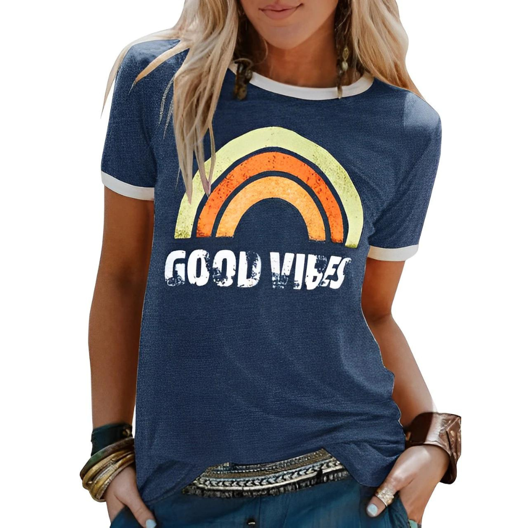 Damen T-Shirt mit Regenbogenprint – Sunny