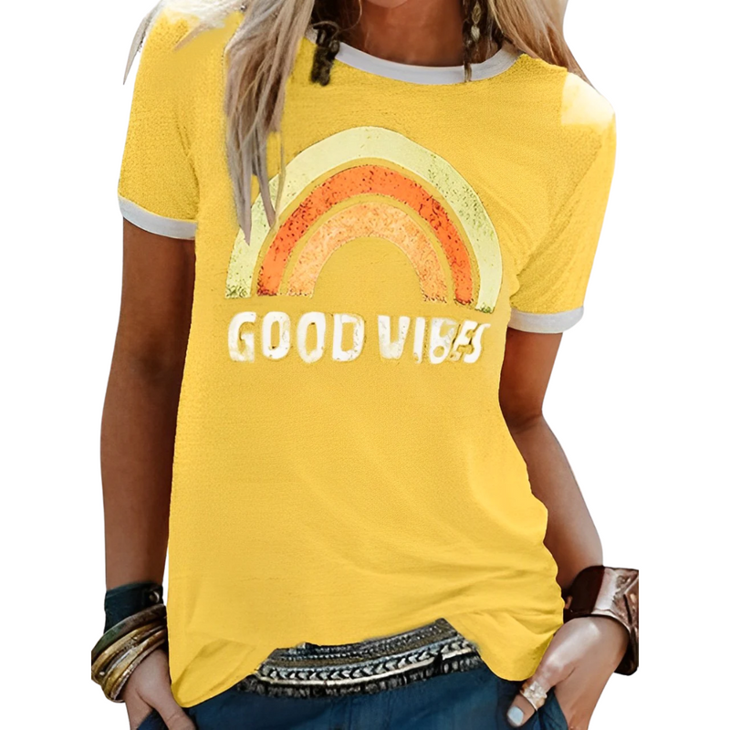 Damen T-Shirt mit Regenbogenprint – Sunny