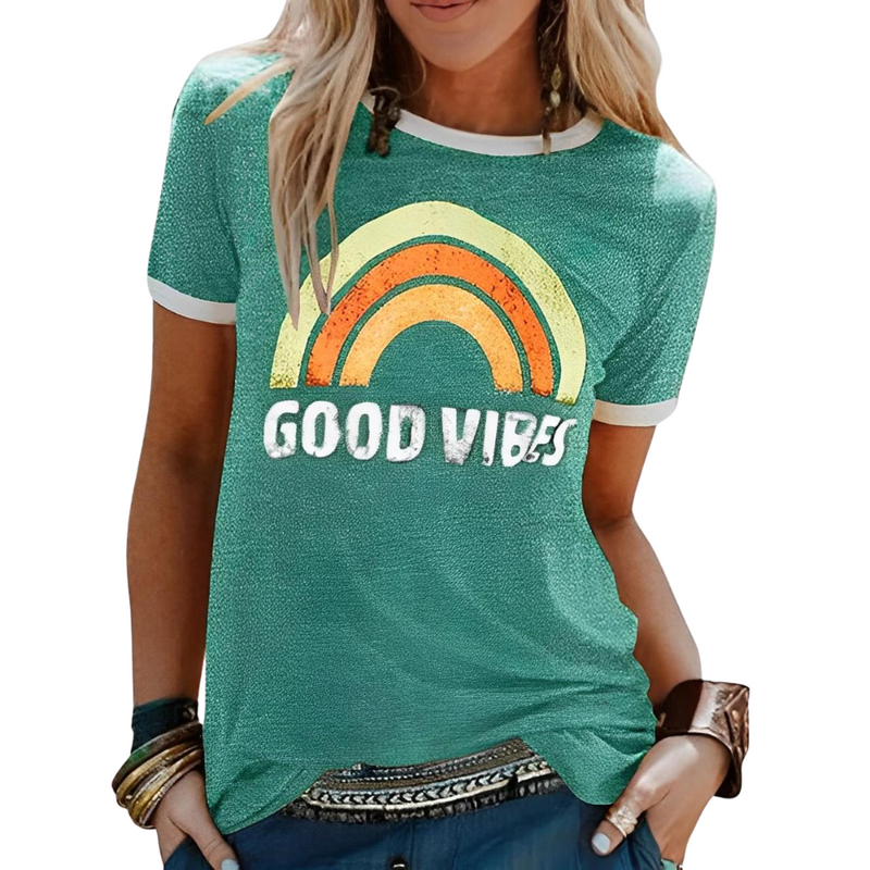 Damen T-Shirt mit Regenbogenprint – Sunny