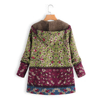 Blumenmuster Jacke mit Reißverschluss und Fleece-Futter-Luzern Mode