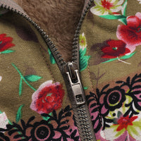 Blumenmuster Jacke mit Reißverschluss und Fleece-Futter-Luzern Mode