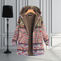 Blumenmuster Jacke mit Reißverschluss und Fleece-Futter-Luzern Mode