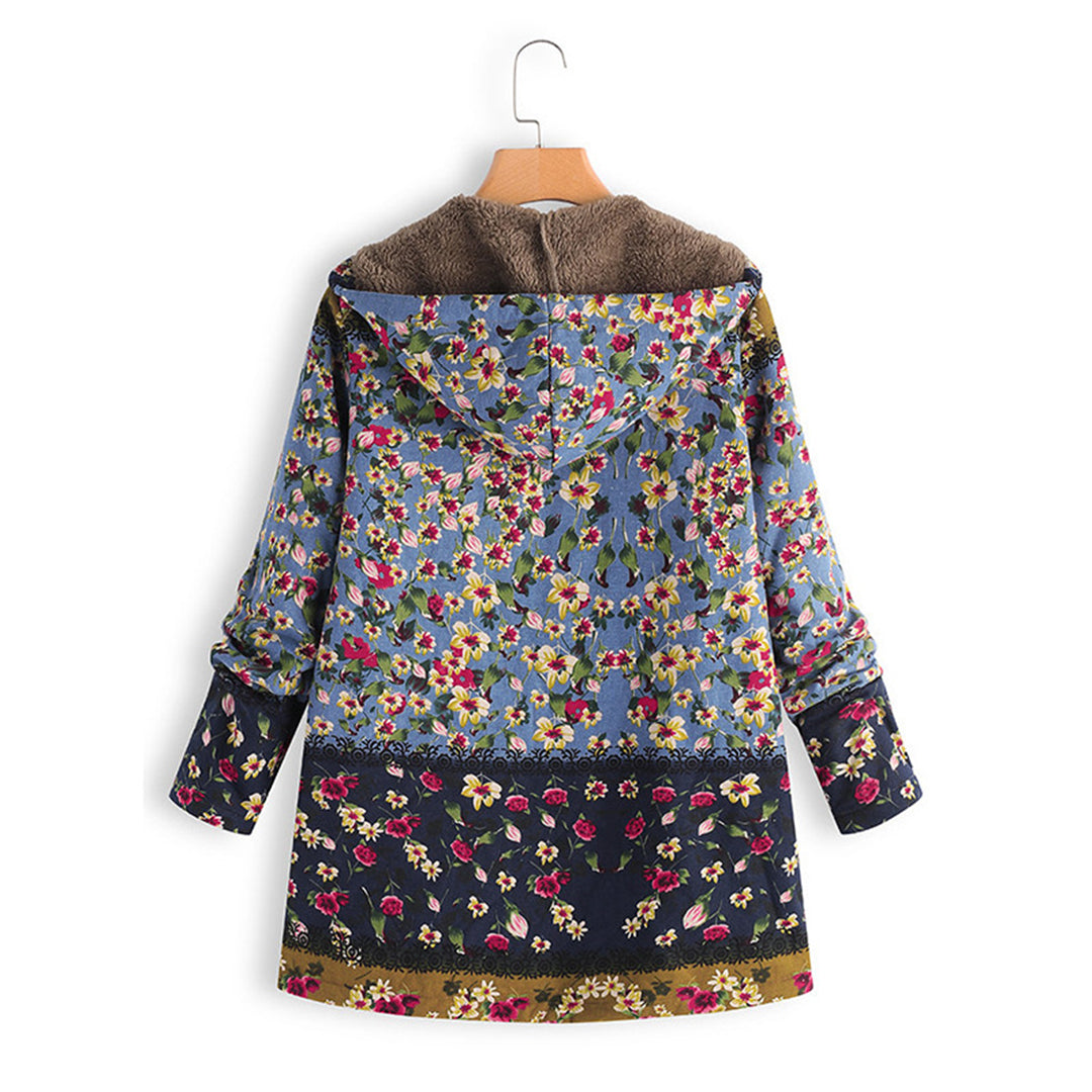 Blumenmuster Jacke mit Reißverschluss und Fleece-Futter-Luzern Mode