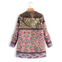 Blumenmuster Jacke mit Reißverschluss und Fleece-Futter-Luzern Mode
