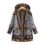 Blumenmuster Jacke mit Reißverschluss und Fleece-Futter-Blau-S-Luzern Mode