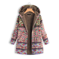 Blumenmuster Jacke mit Reißverschluss und Fleece-Futter-Rosa-S-Luzern Mode