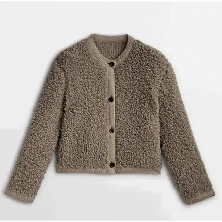Damen Shearling Jacke - Modische Winterbekleidung Online-Braun-S-Luzern Mode