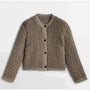 Damen Shearling Jacke - Modische Winterbekleidung Online-Braun-S-Luzern Mode