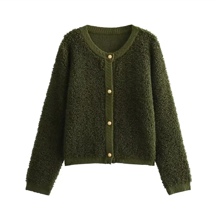 Damen Shearling Jacke - Modische Winterbekleidung Online-Grün-S-Luzern Mode