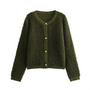 Damen Shearling Jacke - Modische Winterbekleidung Online-Grün-S-Luzern Mode