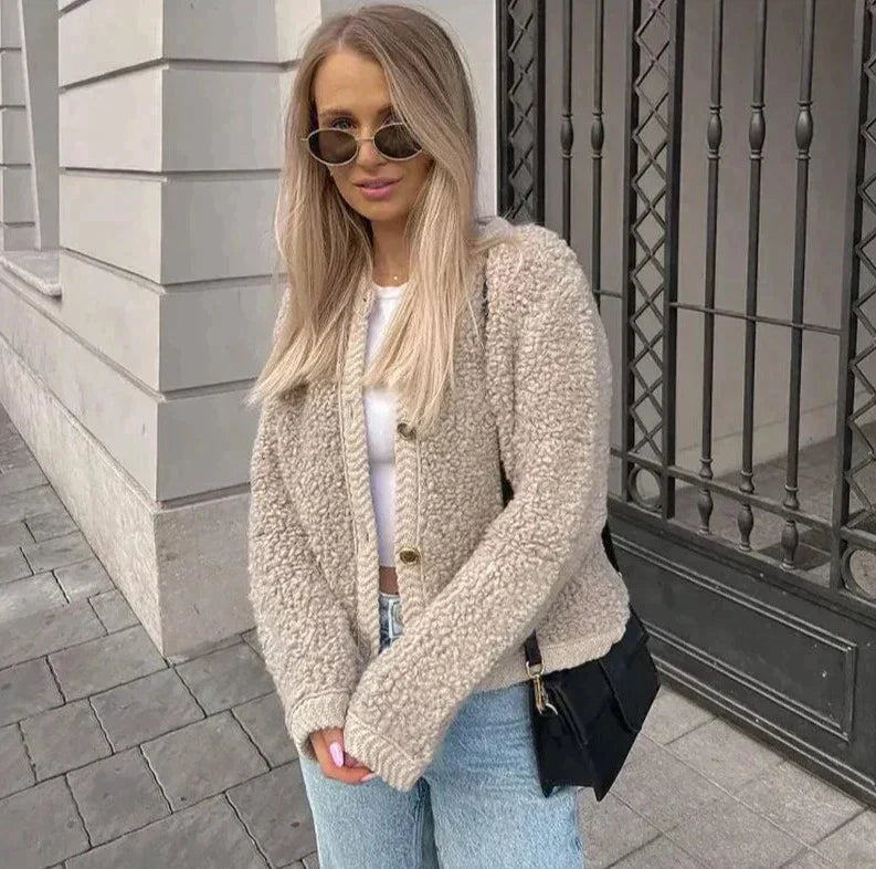 Damen Shearling Jacke - Modische Winterbekleidung Online-Luzern Mode