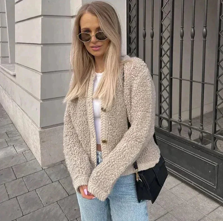 Damen Shearling Jacke - Modische Winterbekleidung Online-Luzern Mode