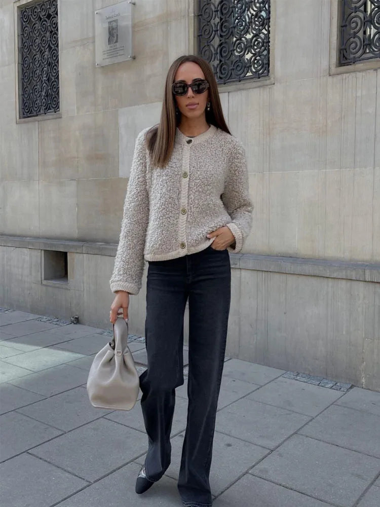 Damen Shearling Jacke - Modische Winterbekleidung Online-Luzern Mode
