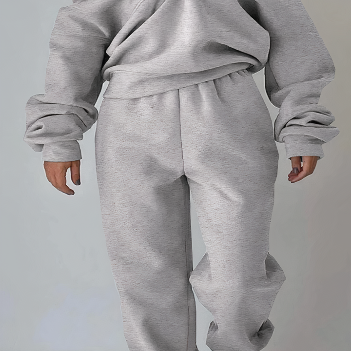 Damen Jogginganzug mit Reißverschluss - Bequemer Freizeitanzug-Grau-S-Luzern Mode