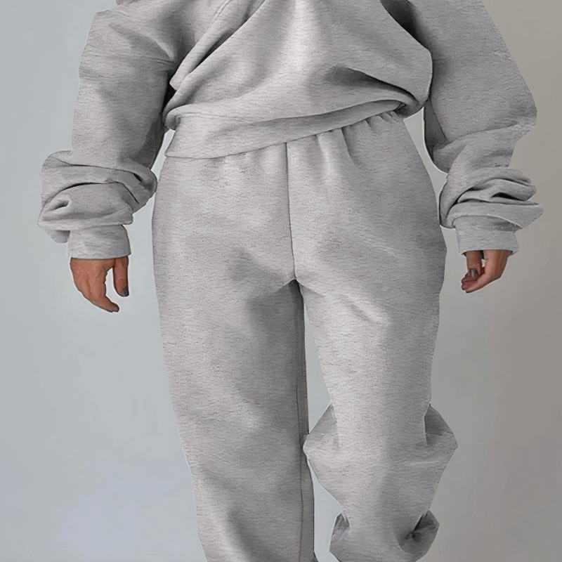 Damen Jogginganzug mit Reißverschluss - Bequemer Freizeitanzug-Grau-S-Luzern Mode