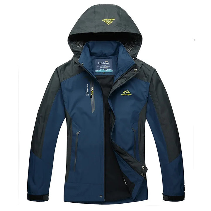 Wasserdichte Outdoor-Jacke für Herren mit Kapuze-Blau-S-Luzern Mode