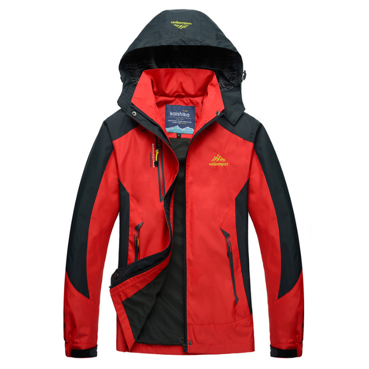 Wasserdichte Outdoor-Jacke für Herren mit Kapuze-Rot-S-Luzern Mode