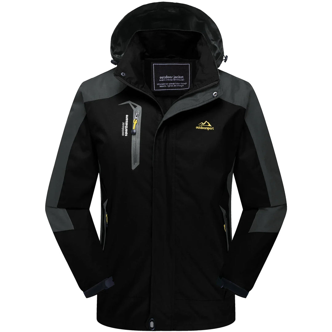 Wasserdichte Outdoor-Jacke für Herren mit Kapuze-Schwarz-S-Luzern Mode