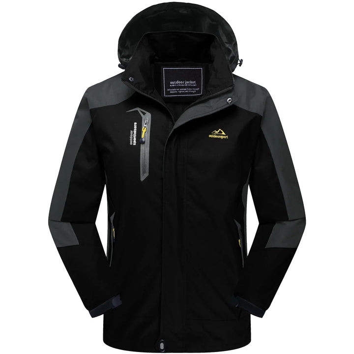 Wasserdichte Outdoor-Jacke für Herren mit Kapuze-Schwarz-S-Luzern Mode