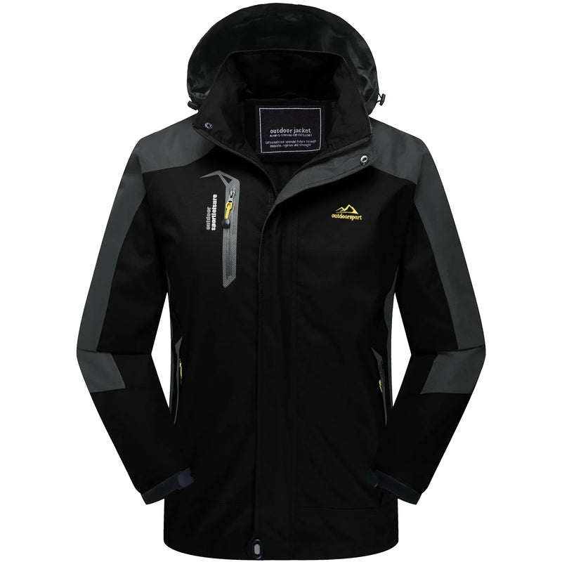 Wasserdichte Outdoor-Jacke für Herren mit Kapuze-Schwarz-S-Luzern Mode