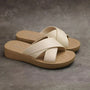 Wedge Slipper Damen | Sommer Look | Keilabsatz 3,5 cm | Offen | Bequem-Beige-35-Luzern Mode