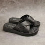 Wedge Slipper Damen | Sommer Look | Keilabsatz 3,5 cm | Offen | Bequem-Schwarz-35-Luzern Mode