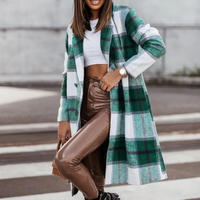 Damen Wollmantel kariert elegant Herbst Wintermode-Luzern Mode