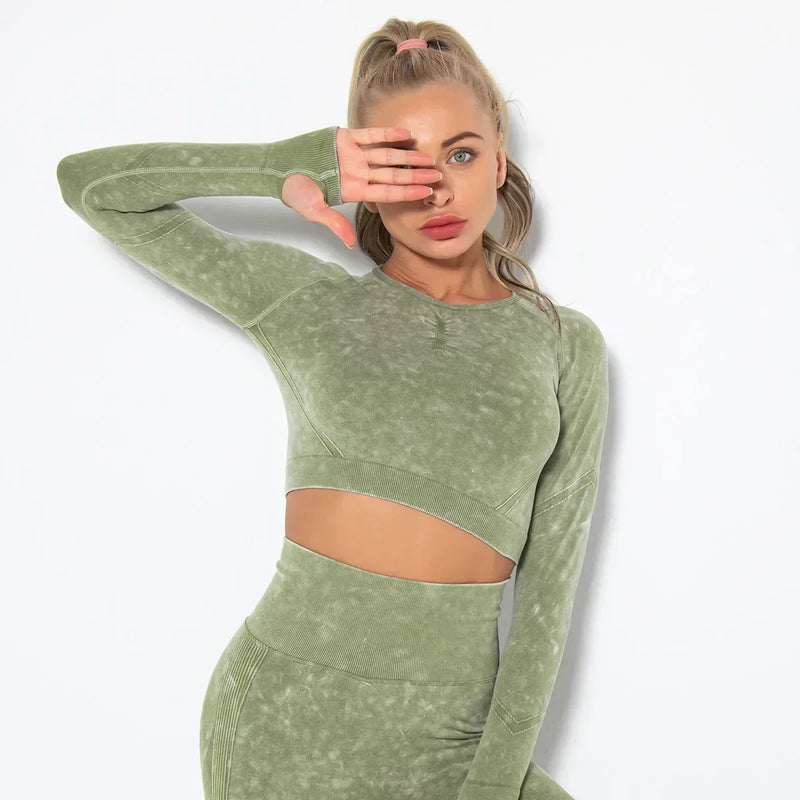 Nahtloses Damen Sport Set - Fitness Leggings und Top-Luzern Mode