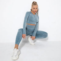 Nahtloses Damen Sport Set - Fitness Leggings und Top-Luzern Mode