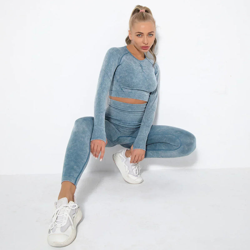 Nahtloses Damen Sport Set - Fitness Leggings und Top-Luzern Mode